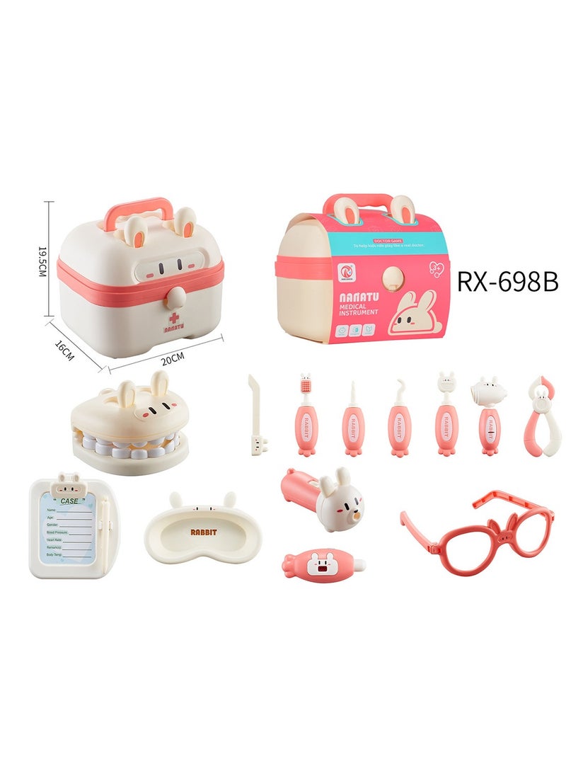 MaBaby Doctor Kit for Kids, 13 Pieces Medical Dentist Educational Toys with Rabbit Carry Case, Pretend Play Doctor Costume Playset for Toddler Boys Girls  - Image 1