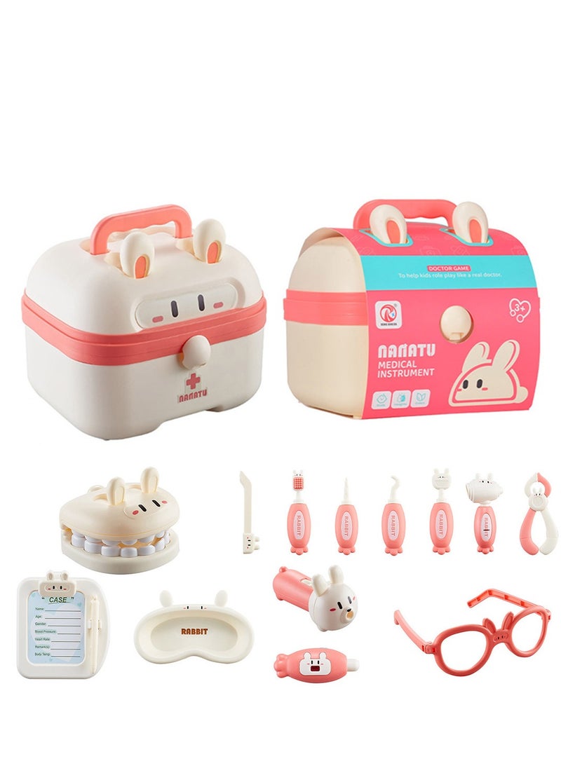 MaBaby Doctor Kit for Kids, 13 Pieces Medical Dentist Educational Toys with Rabbit Carry Case, Pretend Play Doctor Costume Playset for Toddler Boys Girls  - Image 2
