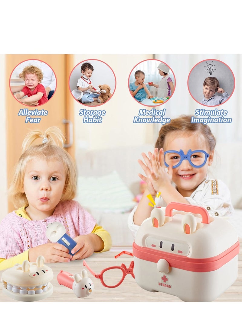 MaBaby Doctor Kit for Kids, 13 Pieces Medical Dentist Educational Toys with Rabbit Carry Case, Pretend Play Doctor Costume Playset for Toddler Boys Girls  - Image 3