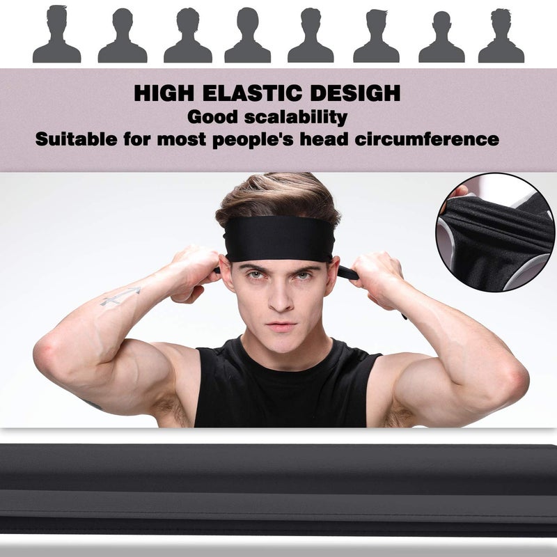 Braylin Headbands for Men, 3-Pack Men's Head-Ties, Breathable Headbands for Tennis, Running, Sweat-Wicking Non Slip - Image 4