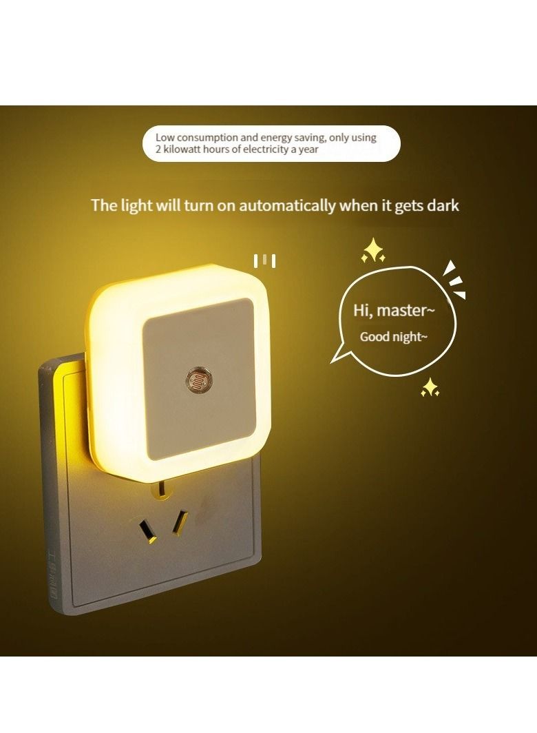 GELESE New square night light plug-in led bedroom light bedside night light socket light mood atmosphere light automatically turns on white at night  - Image 2