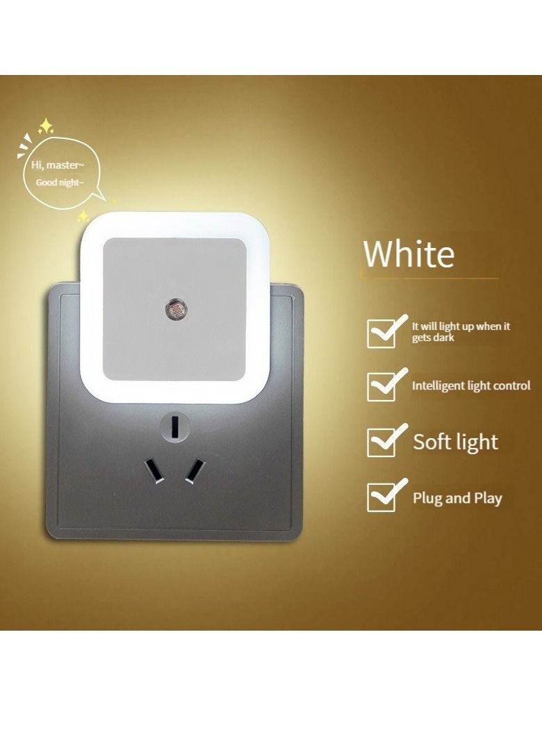 GELESE New square night light plug-in led bedroom light bedside night light socket light mood atmosphere light automatically turns on white at night  - Image 1