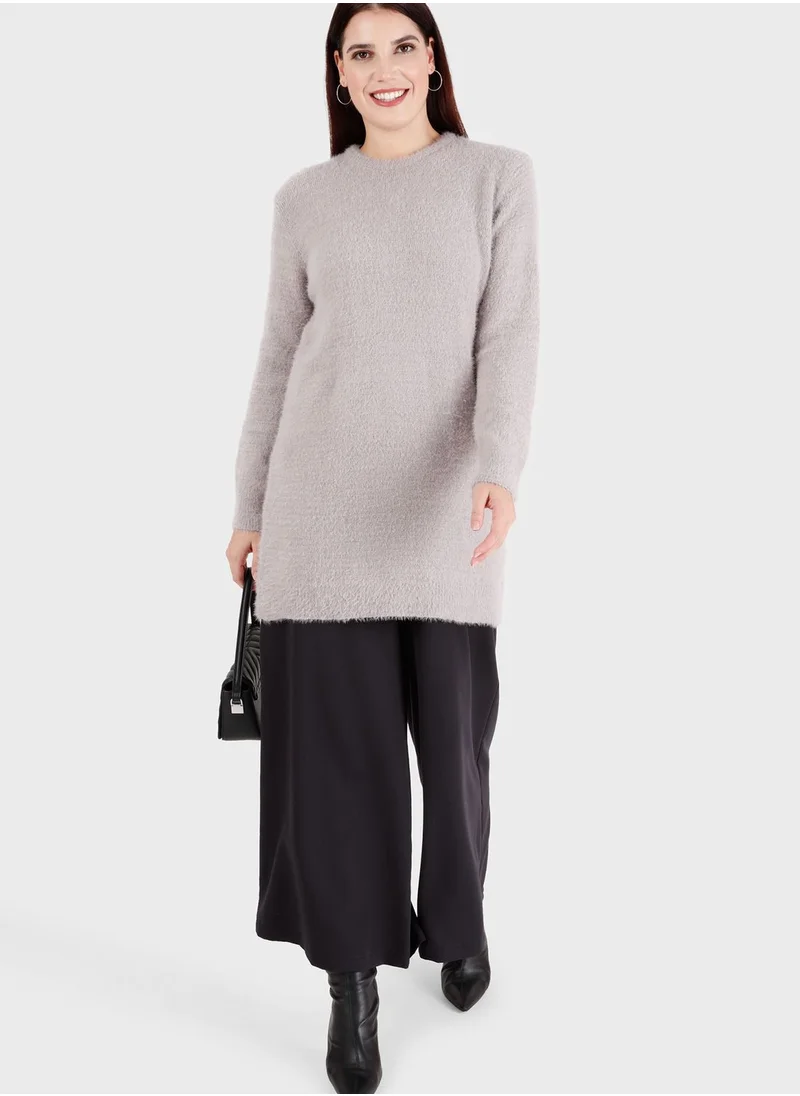 Alia by modanisa Crew Neck Knitted Tunic
