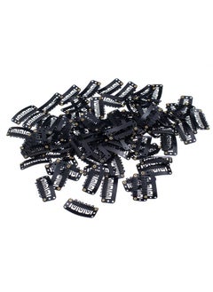 SWACC SWACC 100 Pcs U Shape Metailic Snap Clips ins for Hair Extension Hairpiece DIY Snap-Comb Wig Clips with Rubber (Black, General U Shape 6 Holes)  - Image 3