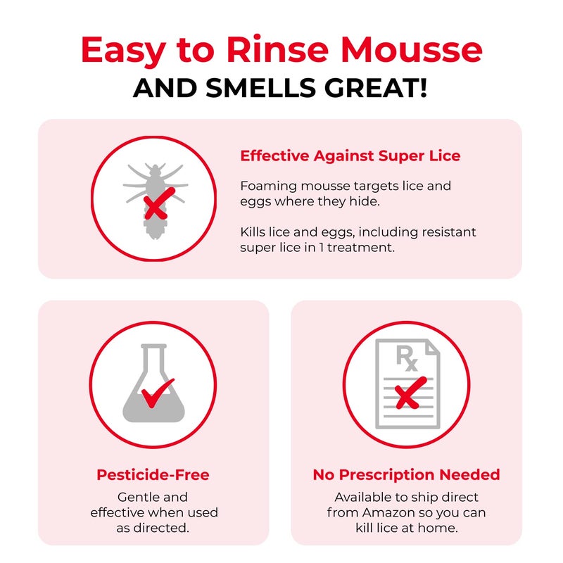 فاموس Lice Treatment Mousse (6 fl oz), Clinically Proven to Kill Super Lice  Eggs, Easy to Apply  Rinse, Pesticide-Free  Non-Toxic, Includes Reusable Steel Comb - Image 3