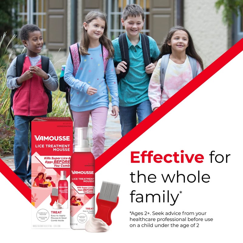فاموس Lice Treatment Mousse (6 fl oz), Clinically Proven to Kill Super Lice  Eggs, Easy to Apply  Rinse, Pesticide-Free  Non-Toxic, Includes Reusable Steel Comb - Image 4