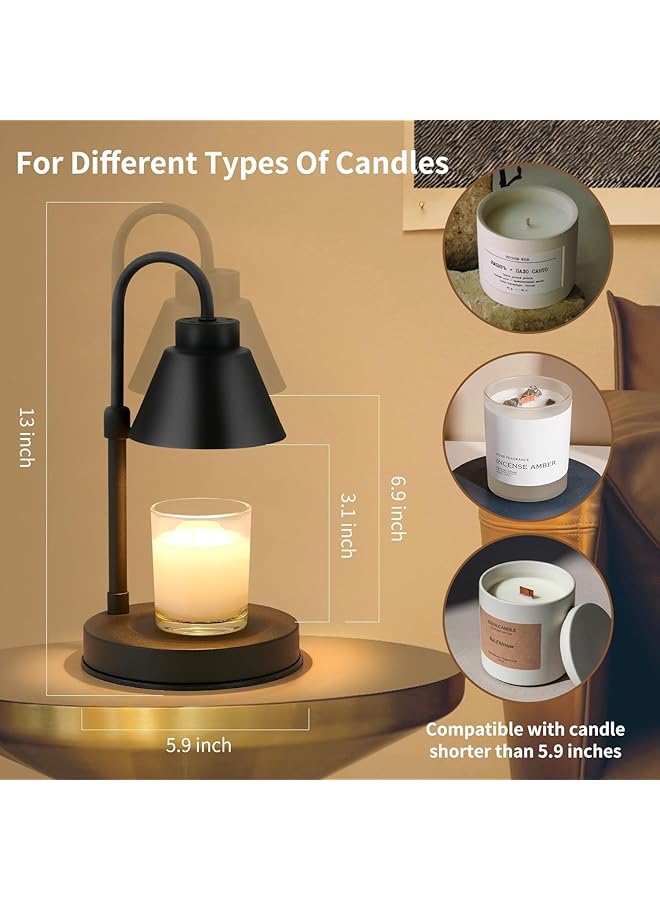 يو-هومي مصباح تدفئة الشموع مع مؤقت باهت وارتفاع قابل للتعديل ومصباح تدفئة الشمع مع 2 لمبة لديكور غرفة النوم وغرفة المعيشة ومصابيح الشموع - Image 2