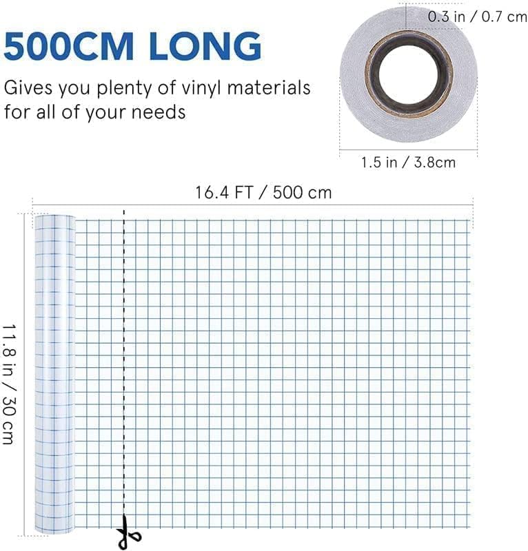 ARS Clear Vinyl Transfer Tape Roll, 30x500cm Medium Tack Vinyl Transfer Tape 5 Mil Clear Transfer Paper for Decals, Signs, Windows, Stickers - Image 3