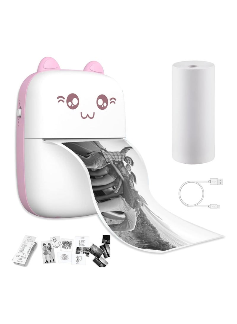 Shopit Mini Thermal Printer,Bluetooth Labler Maker, Portable Sticker Printer for Printing Photos, Sticky Notes, Lists Pink/White - Image 3