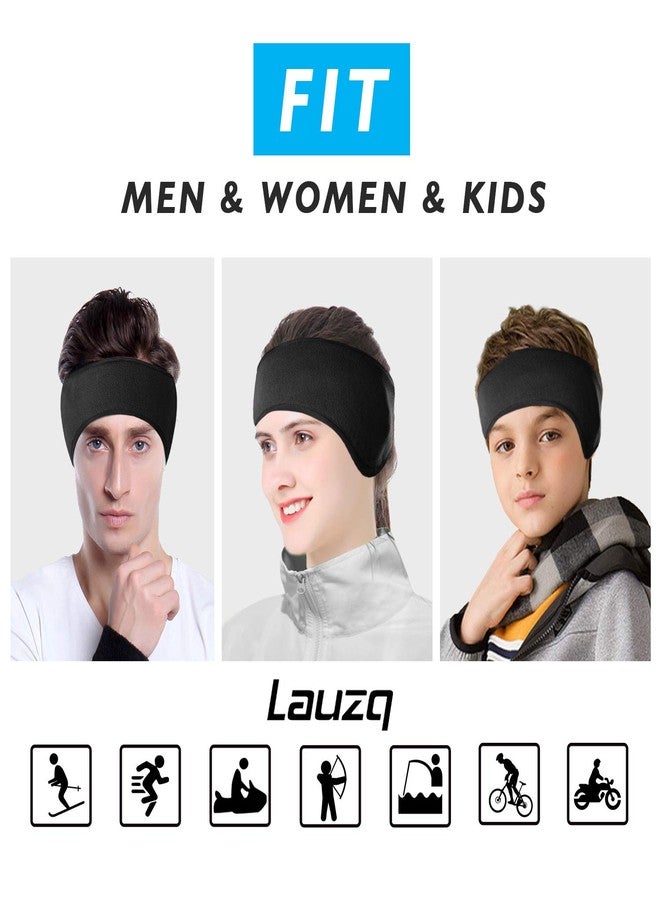 Lauzq Fleece Ear Warmers/Muffs Headband for Men & Women & Kids Perfect for Cycling Skiing Workout Yoga Running & Riding Motorcycle in Winter - Stay Warm & Performance Stretch - Image 2