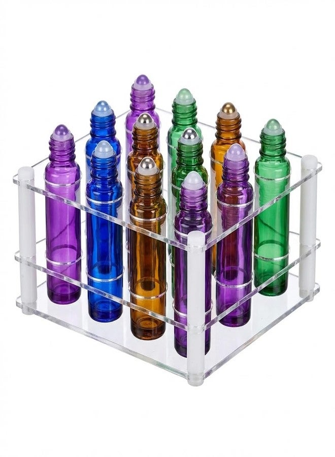 BOXIN 12Slots Roller Bottles Holder, Perfect Vertically Hold For Essential Oils Rollers, Great Oils Display Holder Roller Bottles Storage Shelf Organizer,Hole Diameter 2.3cm/0.9inch,Acrylic,DIY - Image 1