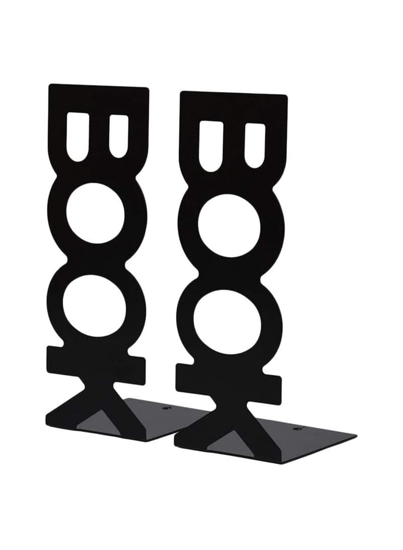 SYOSI Bookend Frame, Retro Organized Creative Lightweight Frame Creative Bookends Frame Organized for School Library Home 2pcs Black - Image 5