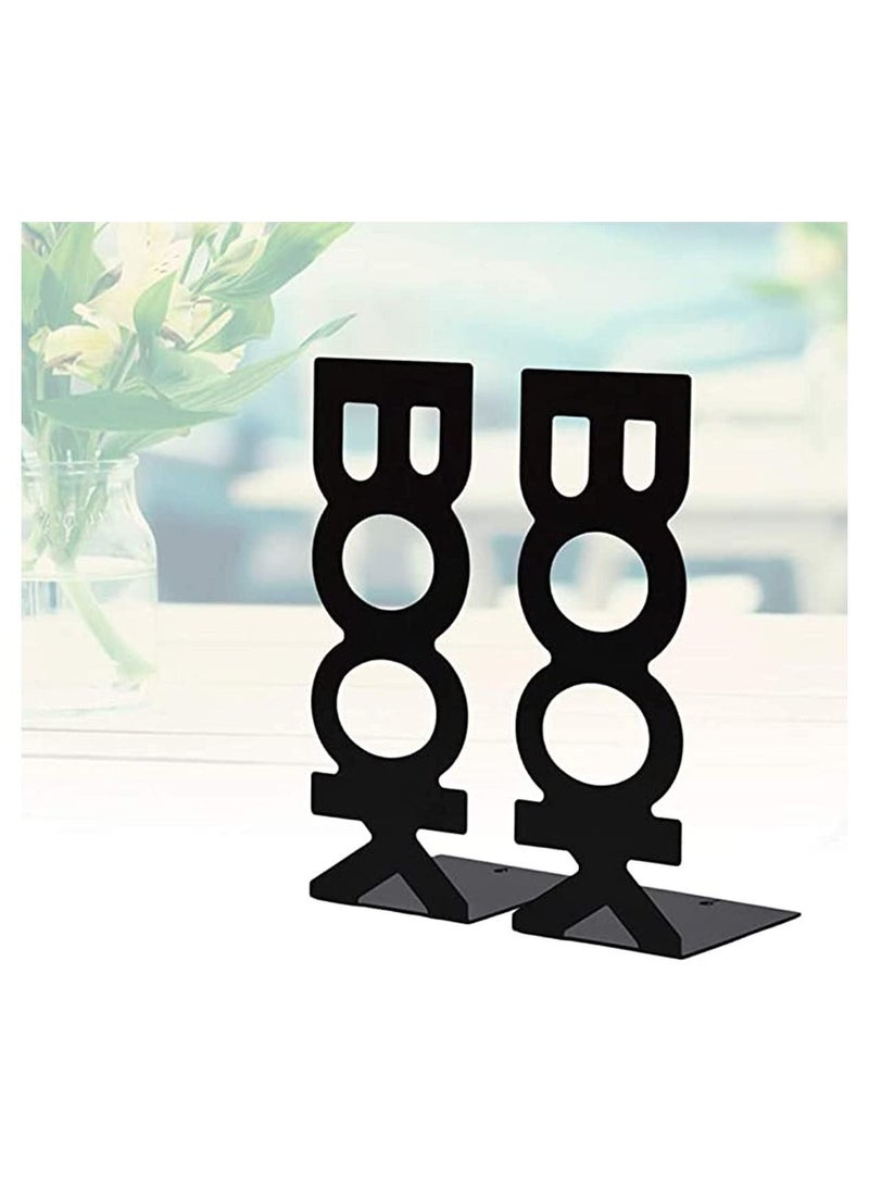 SYOSI Bookend Frame, Retro Organized Creative Lightweight Frame Creative Bookends Frame Organized for School Library Home 2pcs Black - Image 4