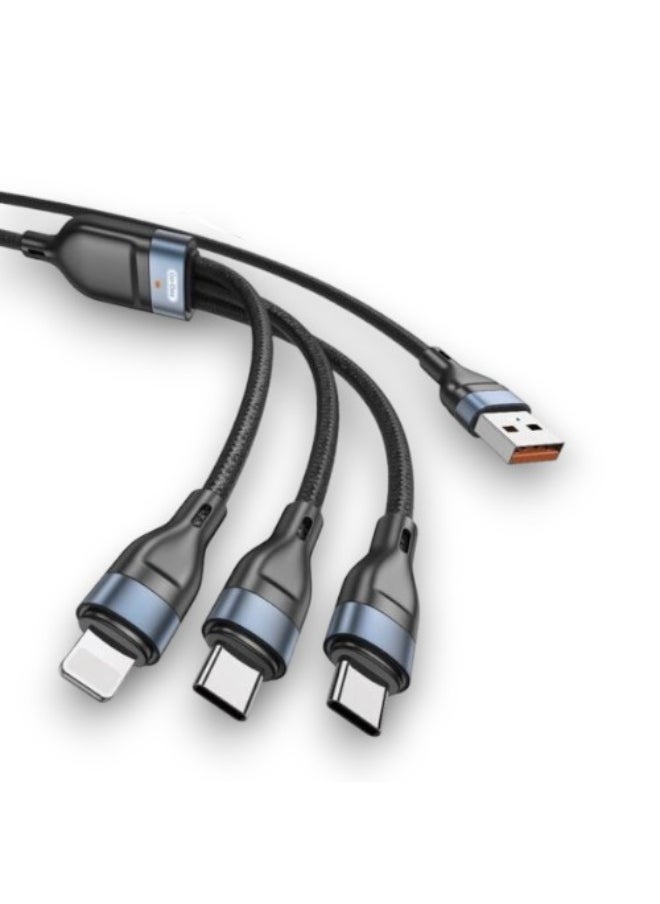 GO-DES Go-Des - Dual USB-C 3 in 1 Fast Cable Nylon Braided - 1200MM (GD-UC801)  - Image 4