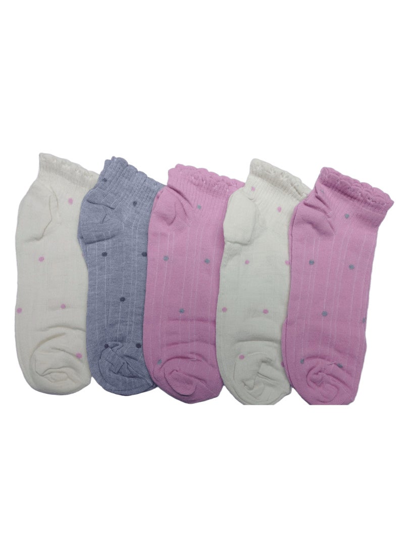 "SMARTEDGE Women's Stylish Polka Dot Tights, Short Summer Socks, Very Chic, 6-Pair Set in Assorted Colors. Trendy design for women and girls.