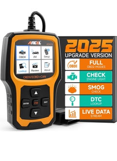 Ancel AD410 Enhanced OBD2 Scanner, Vehicle Code Reader for Check Engine Light, Automotive OBD II Scanner Fault Diagnosis, Mechanic Scan Tool for All OBDII Cars 1996+, Black/Yellow  - Image 1