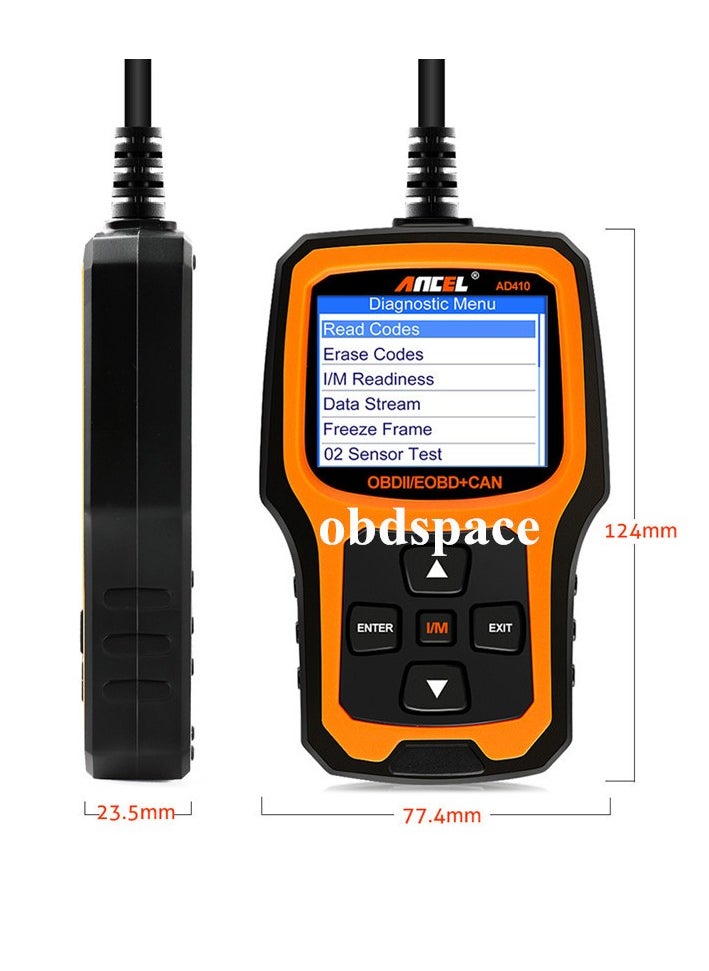 Ancel - AD410 Enhanced OBD2 Scanner, Vehicle Code Reader for Check Engine Light, Automotive OBD II Scanner Fault Diagnosis, Mechanic Scan Tool for All OBDII Cars 1996+, Black/Yellow - Image 1