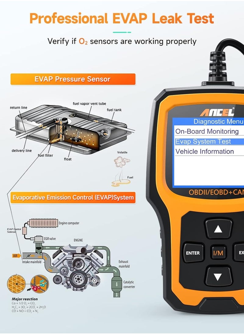 Ancel - AD410 Enhanced OBD2 Scanner, Vehicle Code Reader for Check Engine Light, Automotive OBD II Scanner Fault Diagnosis, Mechanic Scan Tool for All OBDII Cars 1996+, Black/Yellow - Image 1