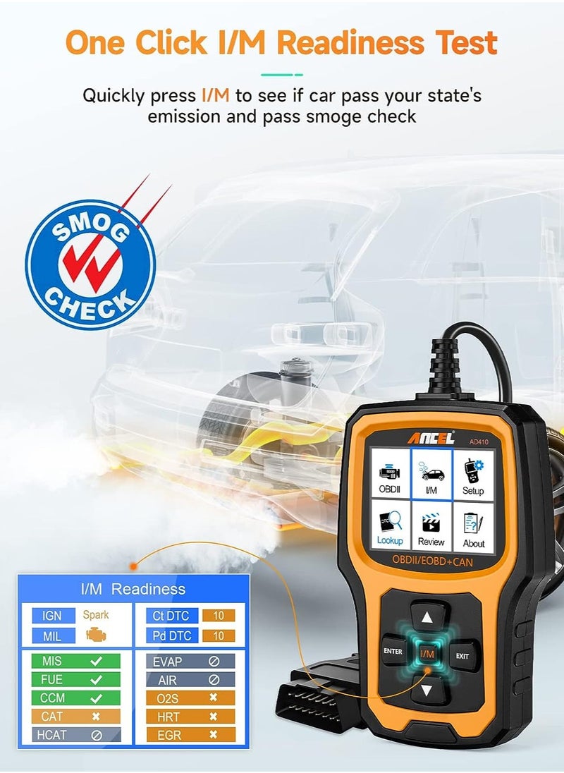 Ancel - AD410 Enhanced OBD2 Scanner, Vehicle Code Reader for Check Engine Light, Automotive OBD II Scanner Fault Diagnosis, Mechanic Scan Tool for All OBDII Cars 1996+, Black/Yellow - Image 1