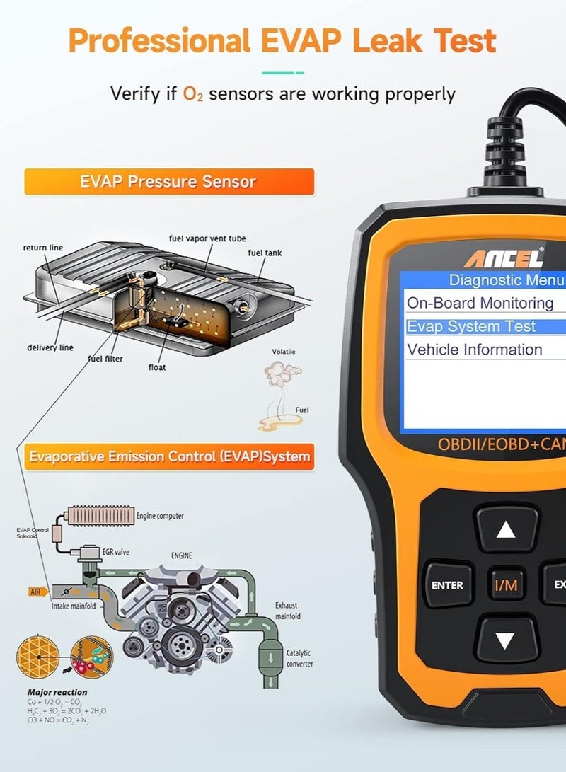 Ancel AD410 Enhanced OBD2 Scanner, Vehicle Code Reader for Check Engine Light, Automotive OBD II Scanner Fault Diagnosis, Mechanic Scan Tool for All OBDII Cars 1996+, Black/Yellow - Image 5