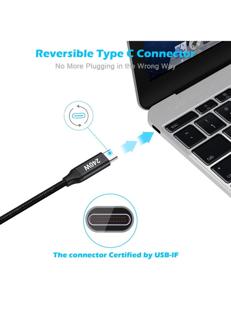 Luttec 240W USB Type C Cable Nylon Braided USB C to USB C 2.0 Cable (C to C) Compatible For iPhone 16 15 Pro Max iPad Pro Air mini 6 MacBook Pro Air Galaxy S24 S23 Ultra Z Fold Xiaomi Honor OPPO OnePlus 2M Black  - Image 2