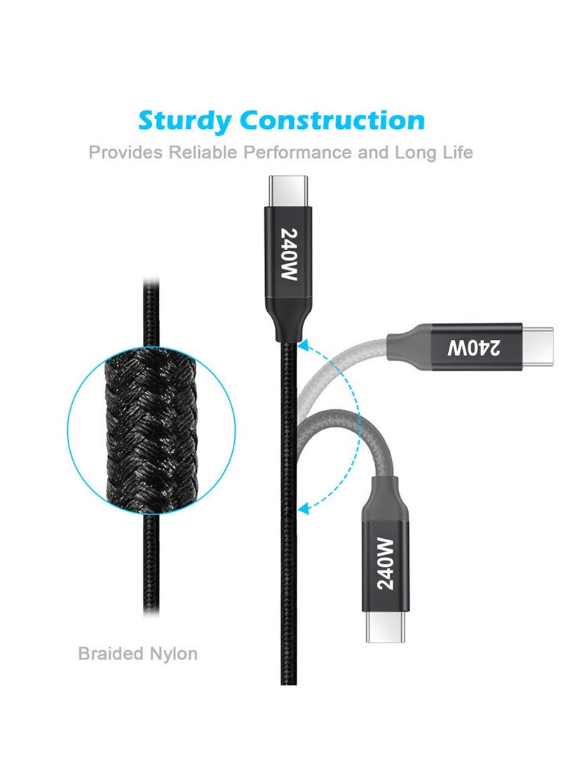Luttec 240W USB Type C Cable Nylon Braided USB C to USB C 2.0 Cable (C to C) Compatible For iPhone 16 15 Pro Max iPad Pro Air mini 6 MacBook Pro Air Galaxy S24 S23 Ultra Z Fold Xiaomi Honor OPPO OnePlus 2M Black  - Image 3