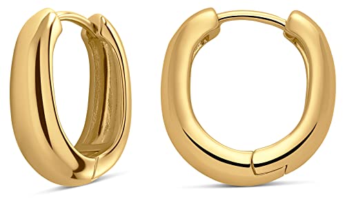 MILLA 14k Gold Huggie Earrings or Sterling Silver Huggie Earrings for Women Multipack & Individuals,Ear Huggers Earrings for Women Trendy Y2K Earrings, Preppy Earrings, Yellow Gold, Coral - Image 1