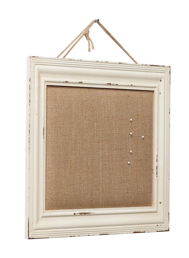 Sofe Cute Linen Small Bulletin Board, 15.7×12 Inches White Decorative Cork Boards for Walls with Frame, Wood Vision Board Farmhouse Pin Board for Home Office School, Rustic Memo Board Display Photo - Image 1
