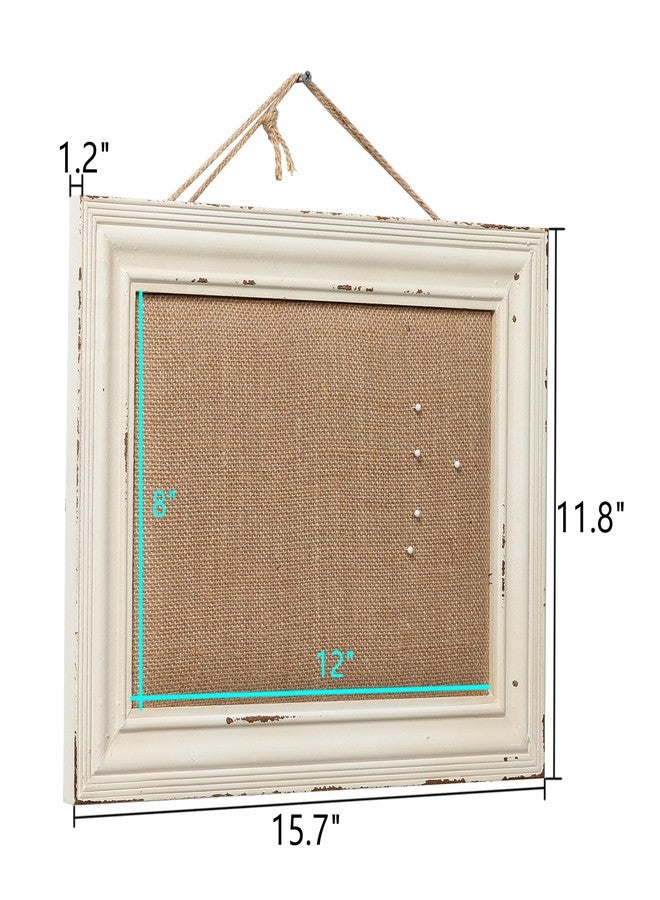 Sofe Cute Linen Small Bulletin Board, 15.7×12 Inches White Decorative Cork Boards for Walls with Frame, Wood Vision Board Farmhouse Pin Board for Home Office School, Rustic Memo Board Display Photo - Image 3