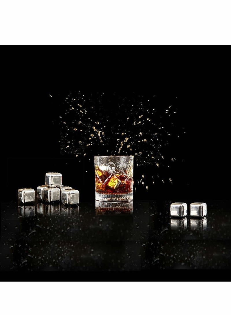 KASTWAVE مكعبات الثلج أحجار الويسكي – أحجار ويسكي من الفولاذ المقاوم للصدأ قابلة لإعادة الاستخدام – أحجار التبريد لمشروبك المفضل – حجارة معدنية سهلة الاستخدام مثالية لويسكي سكوتش بوربون والويسكي الأيرلندي - Image 3