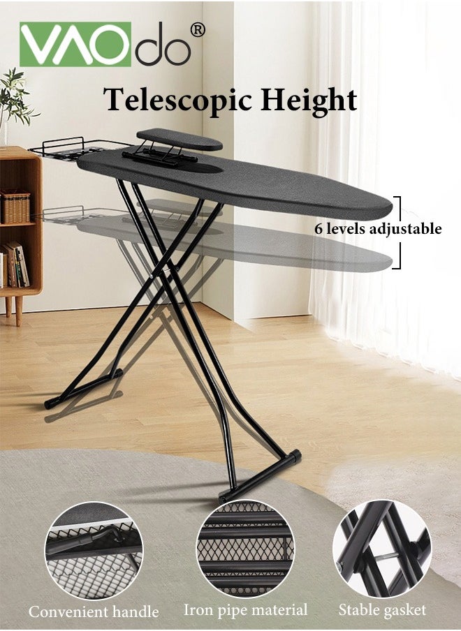 VAOdo Full Size Ironing Board with Small Ironing Board, Full Metal Construction Iron Board, Removable Heat & Scorch Resistant Fabric, Cord Holder, Anti-Skid Feet, Adjustable Tabletop  - Image 4
