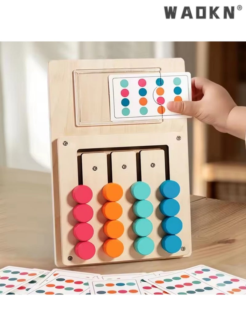 دبليو أيه أو كي أن مونتيسوري خشبية اللون والشكل مطابقة التعلم المعرفي لعبة المجلس في وقت مبكر لتحفيز الدماغ للأطفال التفكير المنطقي لعبة التنمية - Image 4