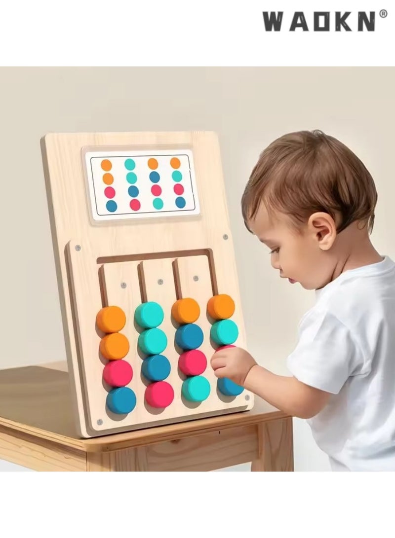 دبليو أيه أو كي أن مونتيسوري خشبية اللون والشكل مطابقة التعلم المعرفي لعبة المجلس في وقت مبكر لتحفيز الدماغ للأطفال التفكير المنطقي لعبة التنمية - Image 3