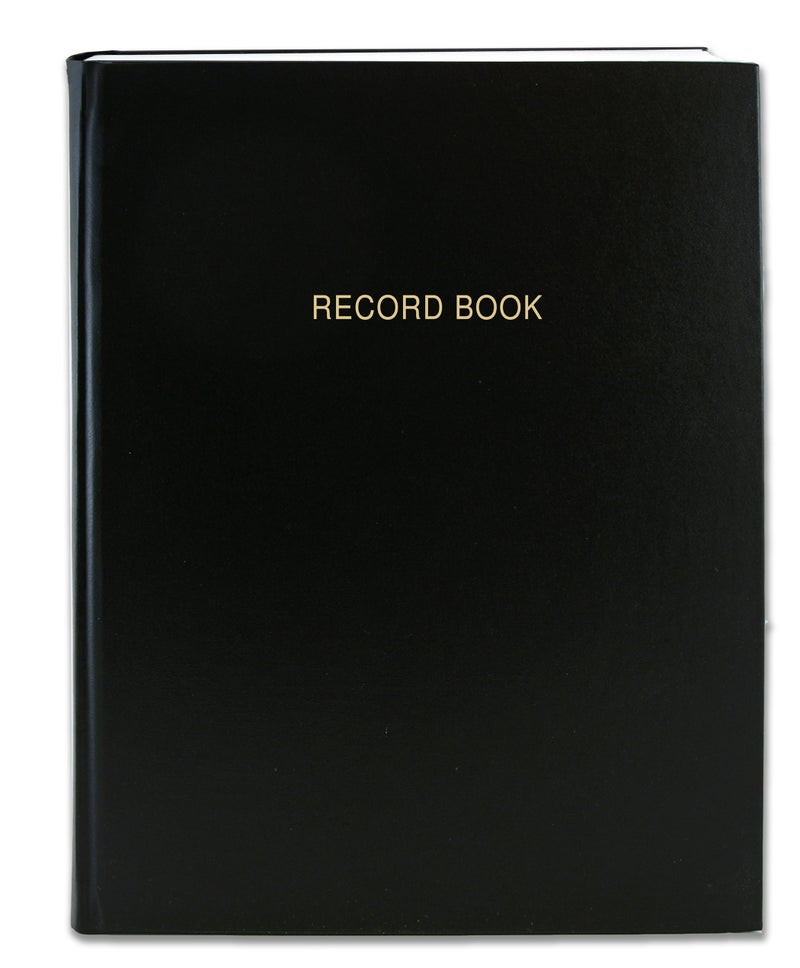 BookFactory Black Record Book/Record Notebook - 96 Pages 8'' x 10'' Black Cover Section Sewn Hardbound (Made in USA)