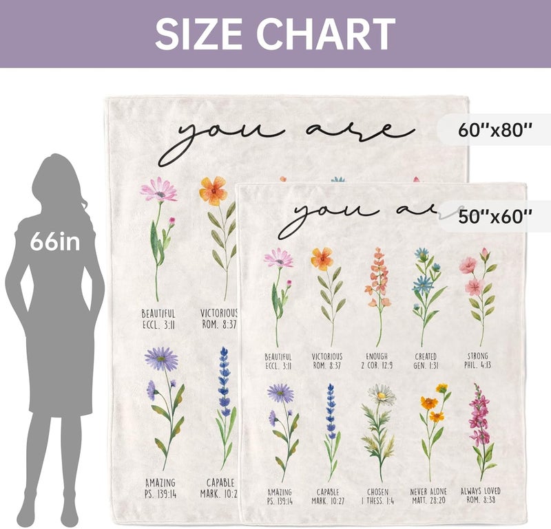 Afterprints Christian Gifts for Women, Christian Blanket with Flowers, Birthday Gifts for Women, Inspirational, Religious Gifts for Sister, Friend, Daughter, Mom, Soft Throw Blankets 60" x 80" - Image 3