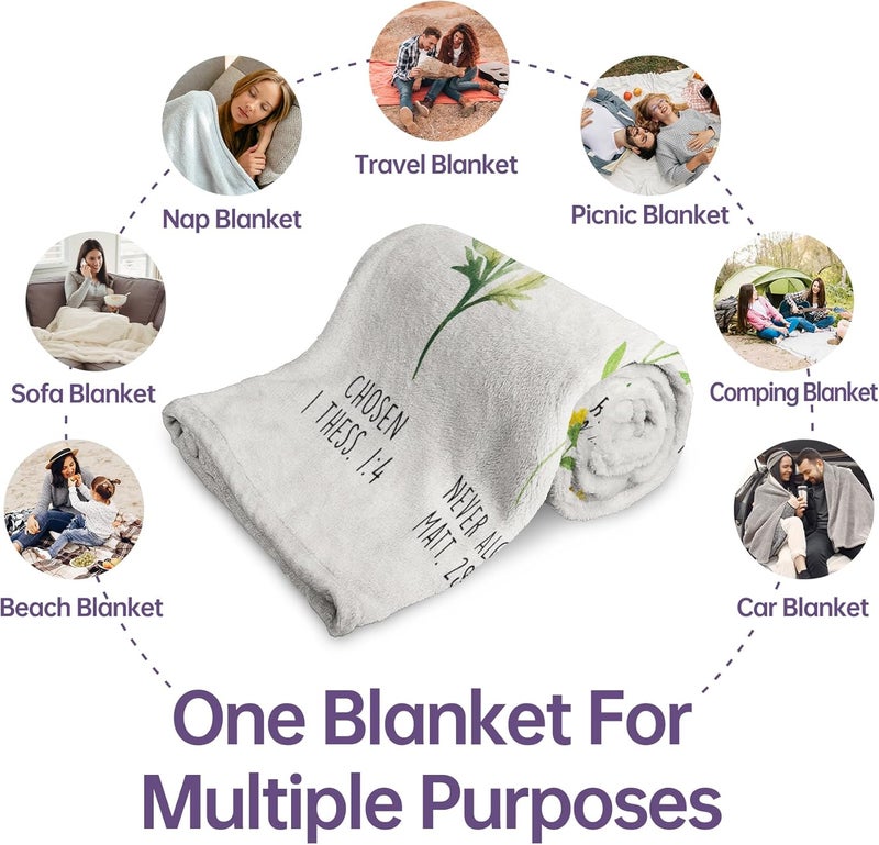 Afterprints Christian Gifts for Women, Christian Blanket with Flowers, Birthday Gifts for Women, Inspirational, Religious Gifts for Sister, Friend, Daughter, Mom, Soft Throw Blankets 60" x 80" - Image 5
