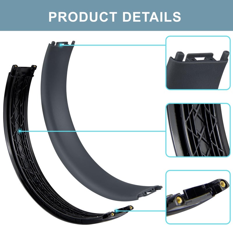 SOPROM Rubber Headband Replacement Cover for Beats Studio 2 & Studio 3 Wired &Wireless Headphones, Plastic Headstrap Pad Repair Parts Accessories (Studio2-Bright Black) - Image 3