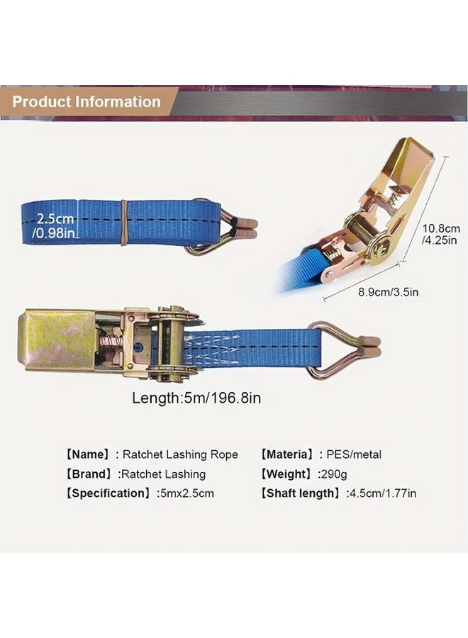 Model A Heavy Duty Polyester Ratchet Straps 196.85 Inch for Cargo Securing Trucks Cars Motorcycles - Image 3