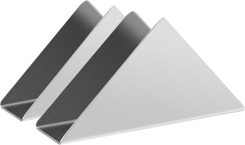 luvtree 2 Pieces Silver Stainless Steel 304 Napkin Holder Modern Triangle Cocktail Napkin Dispenser Organizer for Kitchen Countertops Dinner Tables Picnic Tables - Image 1