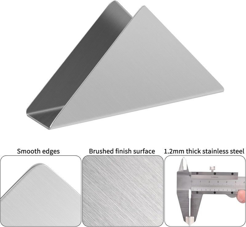 luvtree 2 Pieces Silver Stainless Steel 304 Napkin Holder Modern Triangle Cocktail Napkin Dispenser Organizer for Kitchen Countertops Dinner Tables Picnic Tables - Image 4
