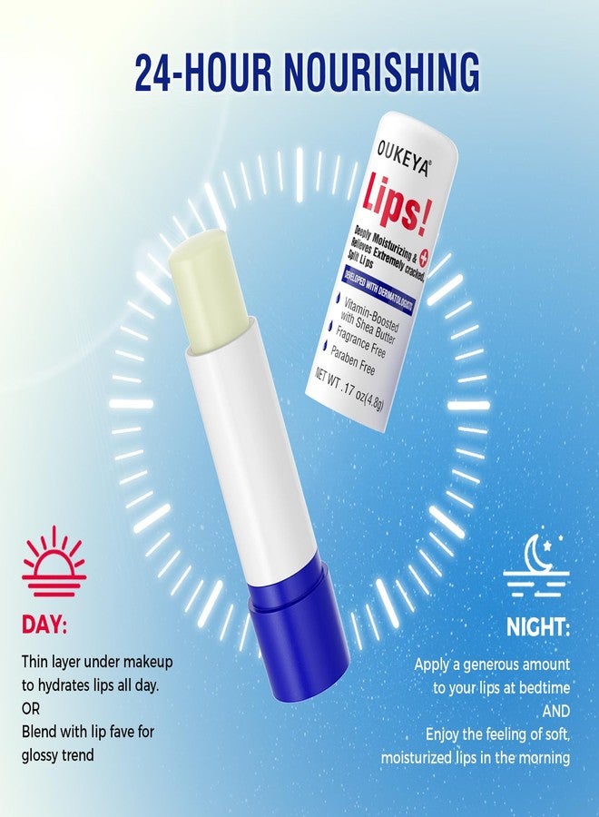 OUKEYA Medicated Lip Balm Hydrating w/Petrolatum, Shea Butter, Beeswax, 100% Natural Ingredients, Organic Lip Butter Balm & Moisturizers Lip Repair For Dry Cracked Lips Overnight Lip Treatment, 2PCS - Image 3