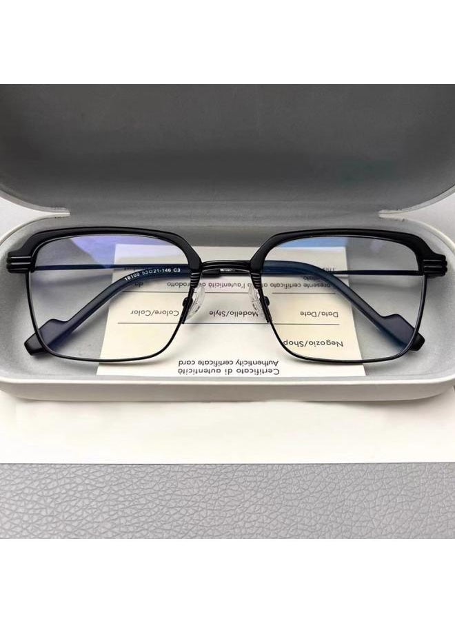 Photochromic Anti-blue Light Glasses Trendy Half-frame Myopia Glasses Ruan Shuai Plain Glasses Frame Photochromic Myopia Glasses