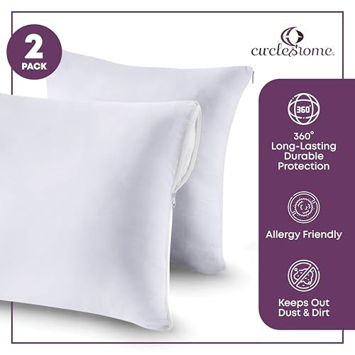 CIRCLESHOME European Pillow Protectors - 100% Cotton Breathable Pillowcases - 26 X 26 Square Pillowcases - Protects Pillows from Dirt, Dust and Debri (European- 2 Pack- 26x26) - Image 3
