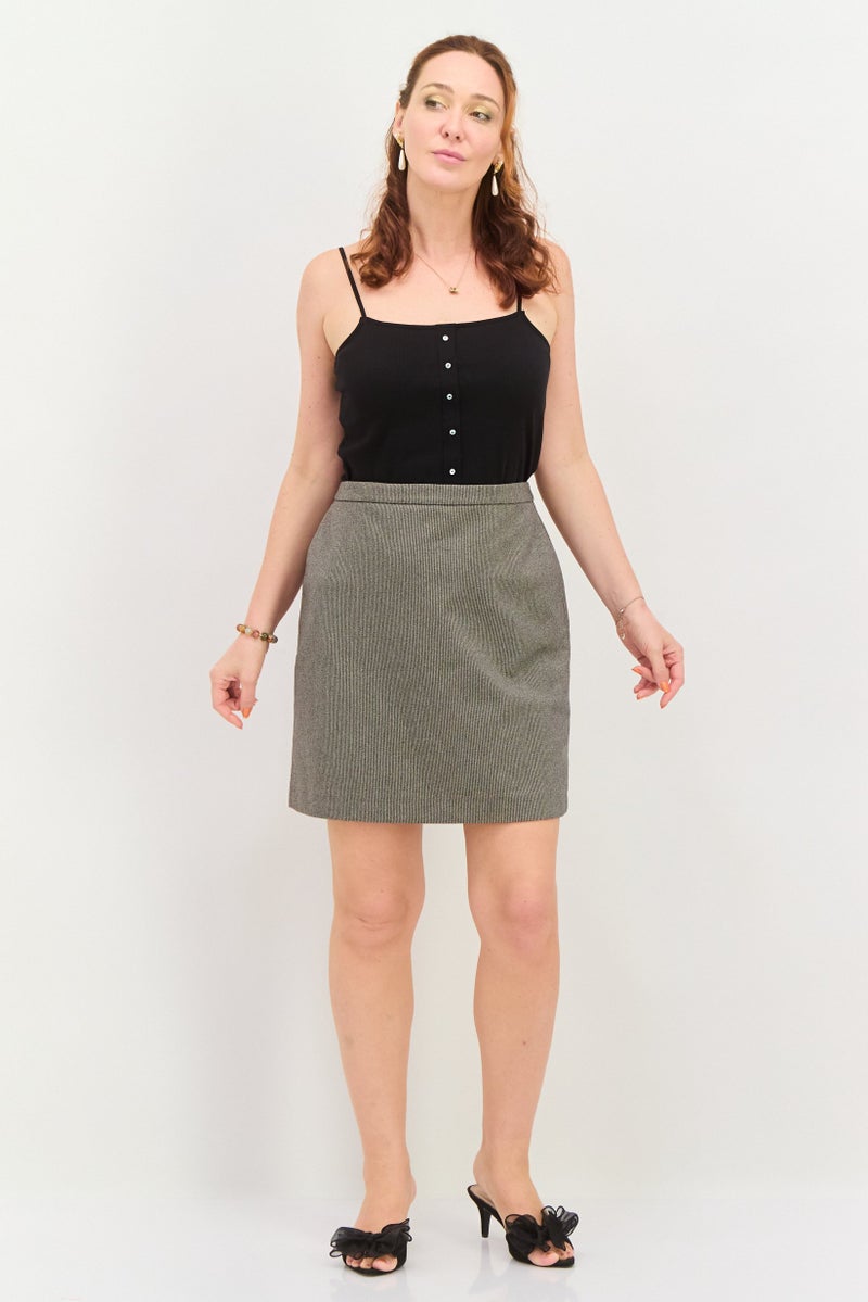 ESPRIT Women Textured Casual Mini Skirt, Grey - Image 4