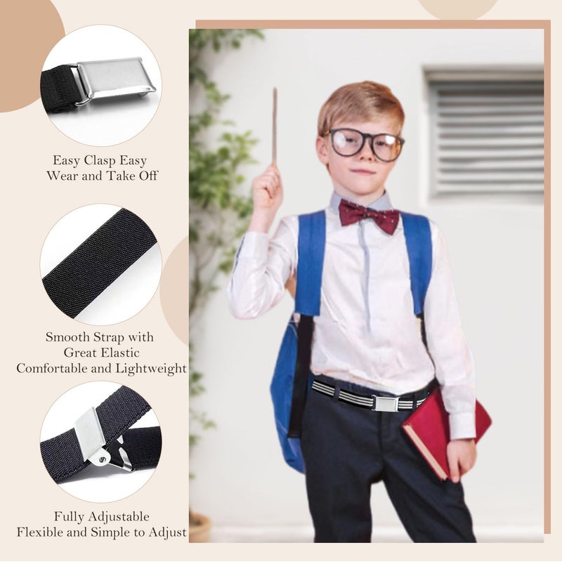 BendJoy Polyester ® 3 Pcs Waist Belt for Kids, Adjustable Kids Belt for Boys and Girls, Ideal Girls Belt for Jeans, Includes Black, Black and White Stripes, and Camel Colors(Fit Waist 60-80cm) - Image 2