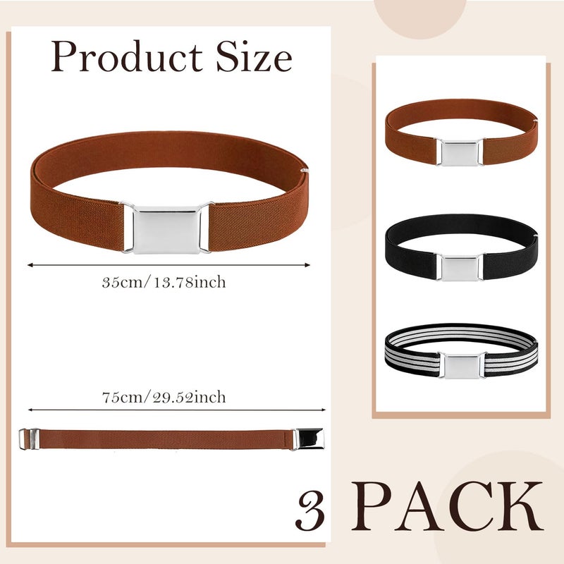 BendJoy Polyester ® 3 Pcs Waist Belt for Kids, Adjustable Kids Belt for Boys and Girls, Ideal Girls Belt for Jeans, Includes Black, Black and White Stripes, and Camel Colors(Fit Waist 60-80cm) - Image 3