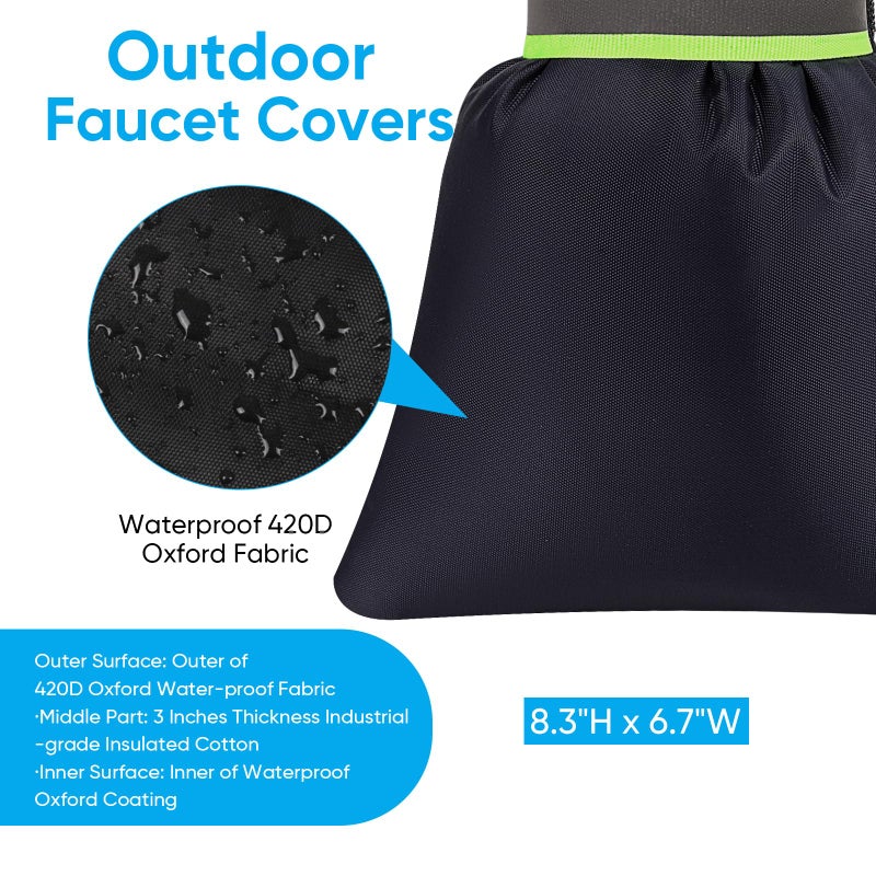HOMETOPIA Outdoor Faucet Covers for Winter - 4 Pack Pro 6.7" W x 8.3" H Outdoor Water Faucet Cover Socks for Winter Freeze Protection Pipe Insulation Reusable Waterproof Insulated Spigot backflow Cover,Black - Image 3