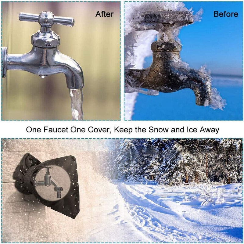 HOMETOPIA Outdoor Faucet Covers for Winter - 4 Pack Pro 6.7" W x 8.3" H Outdoor Water Faucet Cover Socks for Winter Freeze Protection Pipe Insulation Reusable Waterproof Insulated Spigot backflow Cover,Black - Image 2