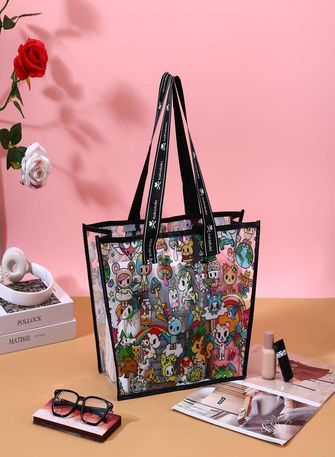 Tokidoki LargeClear Tote Bag, Cute Clear Shoulder Bags PVC Handbag with Metal Button for Work, Concert and Sports, Travel(Colorful2) - Image 5