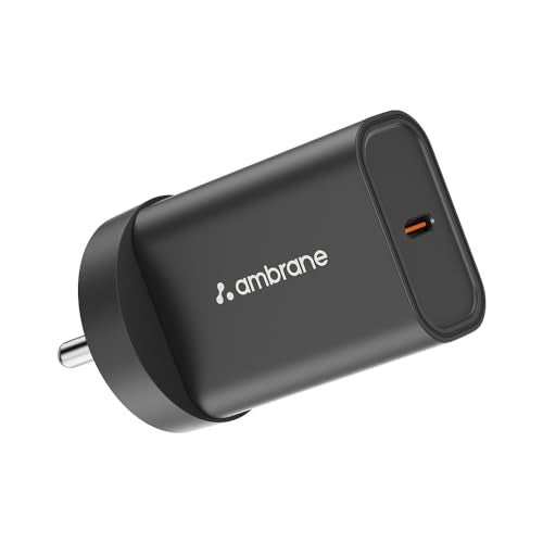 Ambrane 36W Fast GaN Charger, Super Compact iPhone, Macbook Air & Android Smartphones Adapter, PD Technology for Fast Charging, Small Size Perfect for Travels For all Type C Devices (Charge i36,Black) - Image 1
